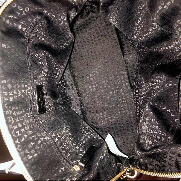 KATE SPADE White Black Leather Dome Shaped Top Handle Crossbody Satchel - Picture 15 of 17